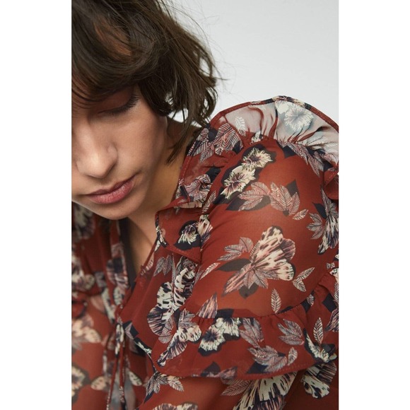 Sam Edelman Women Midi Dress Fanciful Flower Rust Size 10 Long Sleeve NWT $178 - Picture 5 of 12